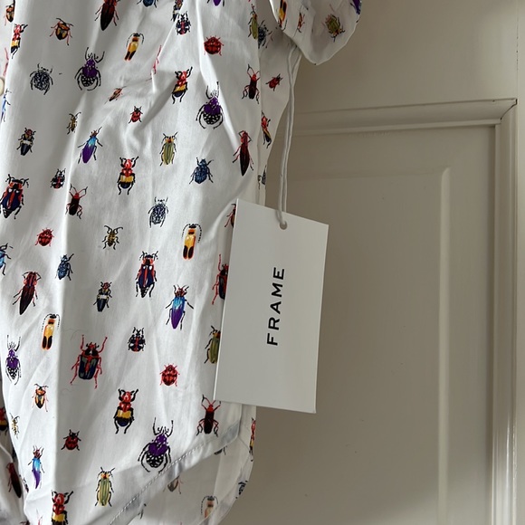 Frame Cropped Blouse Bug Pattern Size XS NWT - Picture 3 of 6